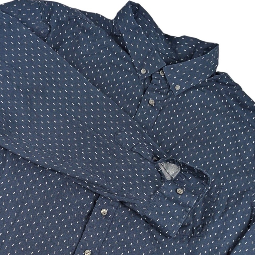 George Mens 3XL Navy Blue Geometric Diamond Print Classic Fit Button Down Shirt